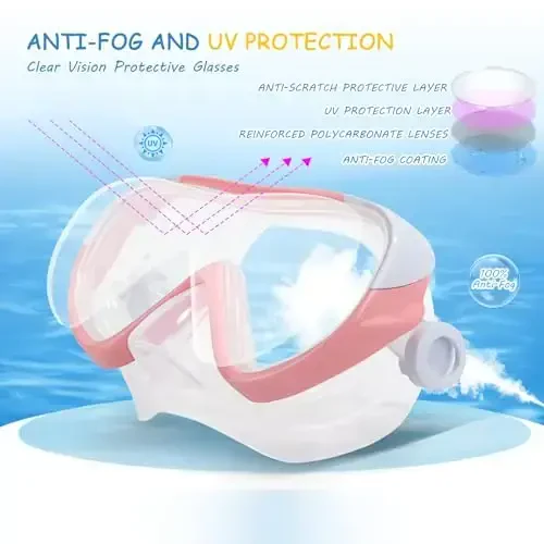 Kids Swim Mask - Ultimate 180° Kids Swim Goggles Anti-Fog Child Diving Mask Leak-Proof Kids Goggles with Nose Cover and Fabric Strap for Ages 4-14 for Swimming, Snorkeling Diving - 4