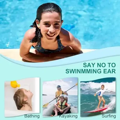Kids Swimming Ear Plugs,3 Pairs Waterproof Reusable Silicone Child Swim Earplugs for Swimming Surfing Bathing Showering,Small Children Water Ear Plugs Suitable for Boys and Girls (Kids 4-12 Years Old) - 5