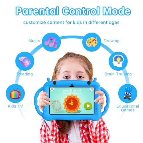 Kids Tablet 7inch Android 12 Tablet for Kids Age 3-12,Quad Core 2+32GB Toddler Tablet with Shock-Proof Case,Parental Control, Pre-Installed Kids Educational APP,HD Screen,Google Play Store YouTube - 7