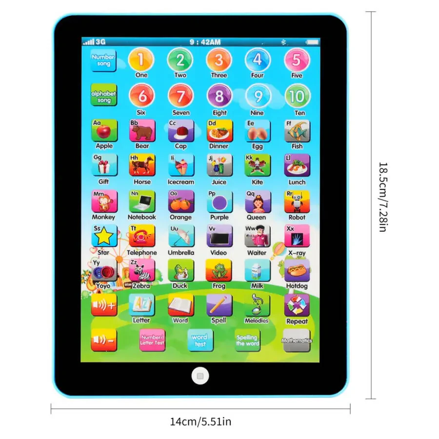 Kids Tablet Learning Pad Preschool Early Educational Tablet Pad Computer Educational Toy Birthday Gift for Kids Boys Girls, 7.28 in - 3