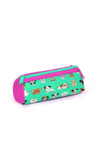 Kids Teal Neon Pink Dog Patterned 3-Piece School Bag Set SET0123465-Light green Pink - 7
