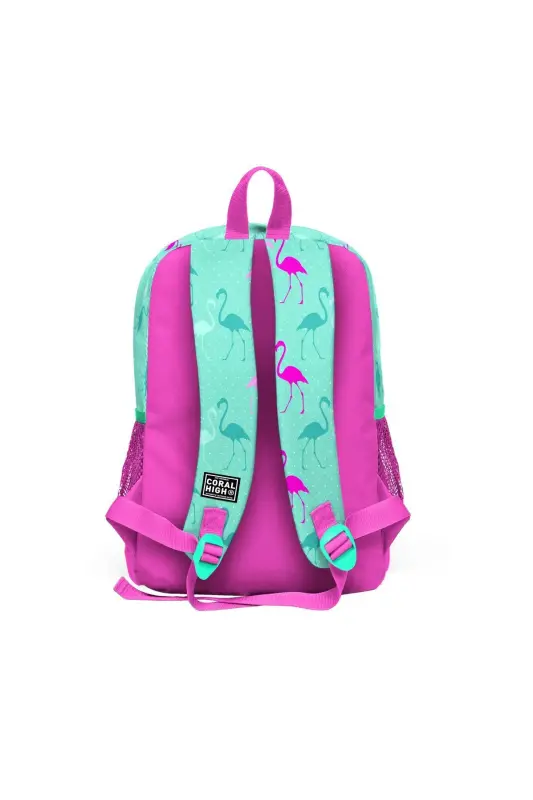 Kids Teal Neon Pink Flamingo Patterned 3-Piece School Bag Set SET0123111-Teal Neon Pink - 5