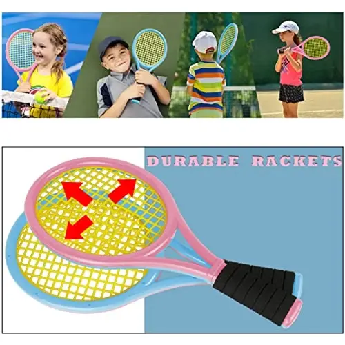 Kids Tennis Rackets with Carrying Bag,Soft Training Balls and Badminton Birdies,12 in 1 Tennis Racquets Gift Set for Children Outdoor Indoor Sports - 4