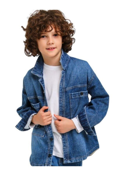 Kids Thick Snap Button Pocket Detail Denim Jacket - 9