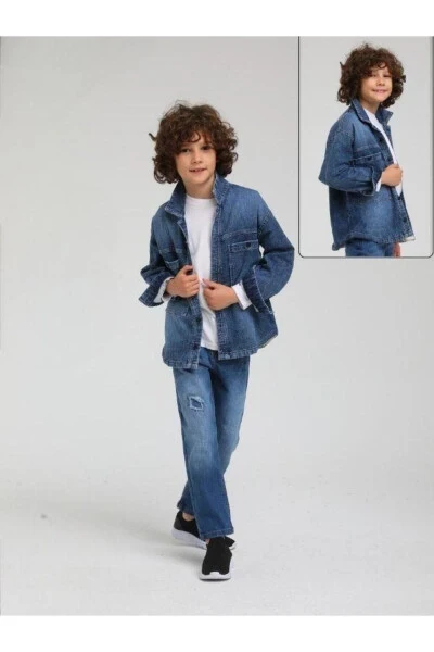 Kids Thick Snap Button Pocket Detail Denim Jacket - 1