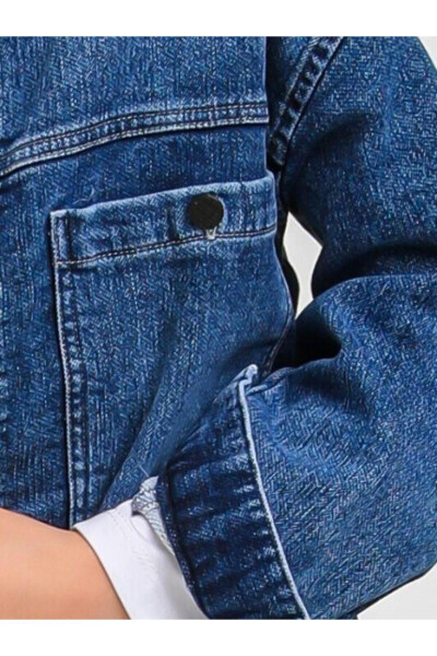 Kids Thick Snap Button Pocket Detail Denim Jacket - 4