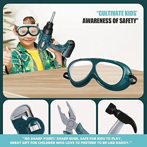 Kids Tool Box–Zealous 48 PCS Pretend Play Tools Toys for Toddler,Electric Drill Kids Tool Kit for Boys & Girls Ages 3-8 Years Old, Construction Tool Kit Playset for Boys - 3