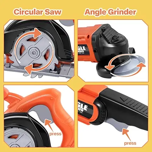 Kids Tool Set-Zealous Pretend Construction Toy with Kids Tool Belt, Toddler Tool Set with Angle Grinder Toys & Circular Saw, Child Play Tool Set for Boys Girls Ages 3,4,5,6,7 Years Old - 3