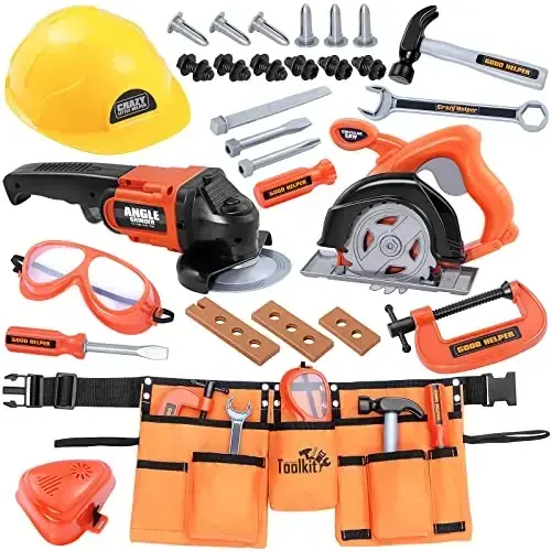 Kids Tool Set-Zealous Pretend Construction Toy with Kids Tool Belt, Toddler Tool Set with Angle Grinder Toys & Circular Saw, Child Play Tool Set for Boys Girls Ages 3,4,5,6,7 Years Old - 1