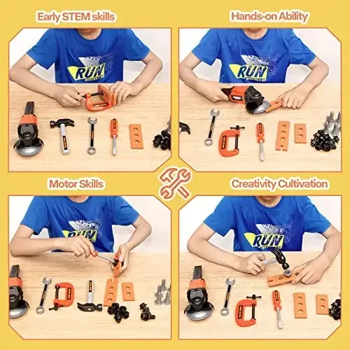 Kids Tool Set-Zealous Pretend Construction Toy with Kids Tool Belt, Toddler Tool Set with Angle Grinder Toys & Circular Saw, Child Play Tool Set for Boys Girls Ages 3,4,5,6,7 Years Old - 5