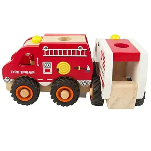 KIDS TOYLAND Ёғочдан ясалган итарма машиналар, 12-18 ойлик чақалоқлар учун ўйинчоқлар, 2 дона чақалоқ машинаси қўлда итариш машинаси 1 ёшли ўғил болалар учун - 3