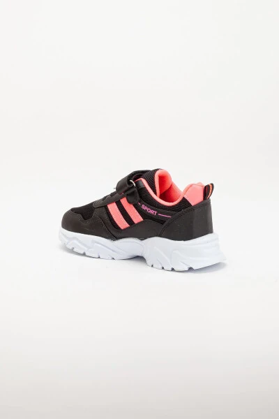 Kids Unisex Black Fuchsia 2 Band Velcro Flexible Lightweight Breathable Mesh Sneaker Sports Shoes - 7