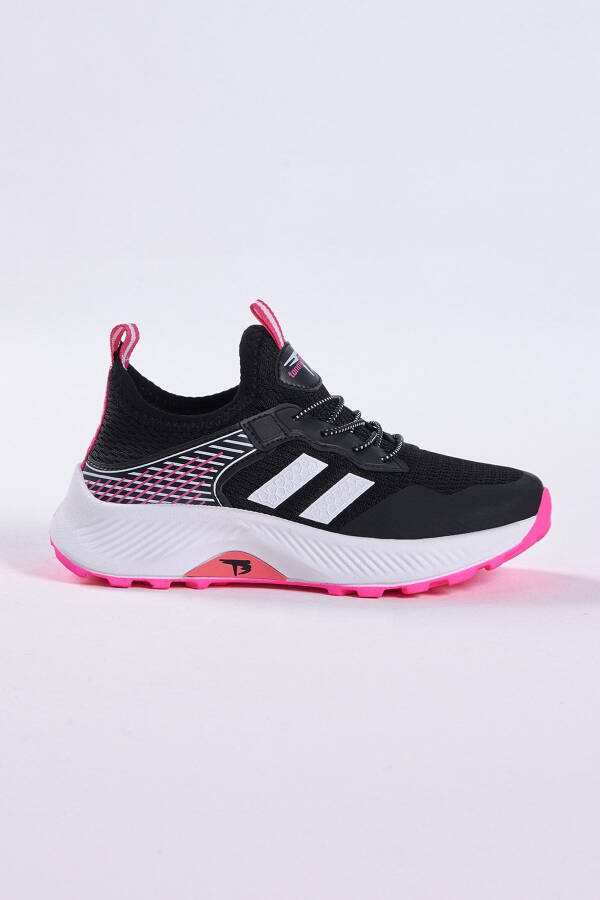 Kids Unisex Black Fuchsia Comfortable Fit Breathable Fabric Lace-Up Sneaker - 3