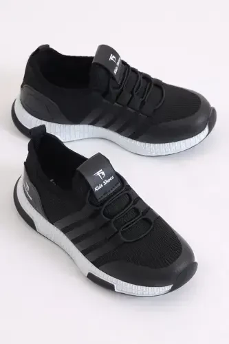 Kids Unisex Black White Sneaker Tbqnt-Black White - 3