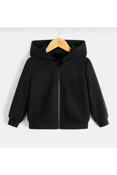 Kids Unisex Black Zippered Hoodie - BEBEĞİME ÇORAP