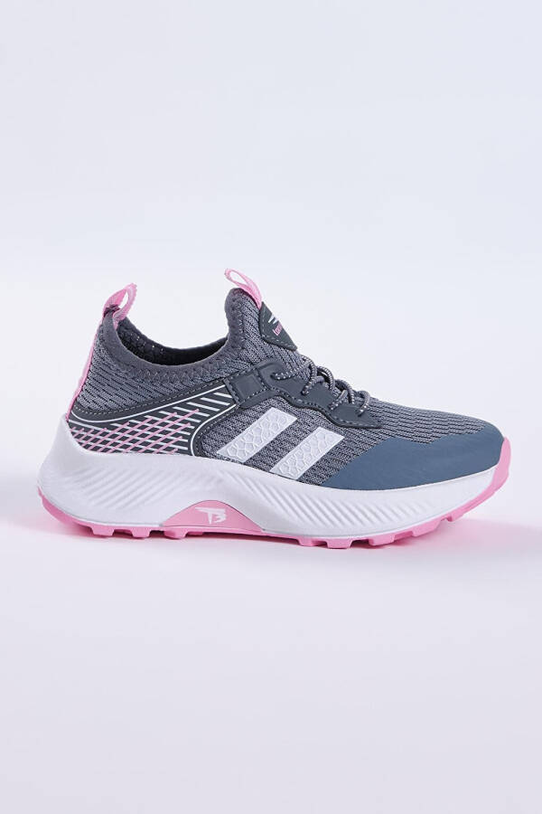 Kids Unisex Smoke Pink Comfortable Fit Breathable Fabric Lace-Up Sneaker - 6