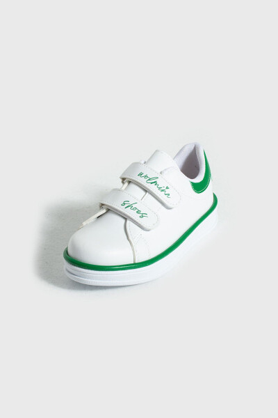 Kids Unisex White Green Sneakers Hook and Loop Daily Casual Sports Shoes - 4