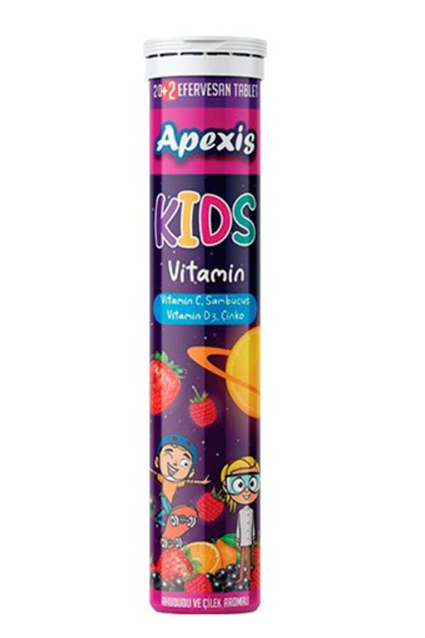 Kids Vitamin Raspberry and Strawberry Flavored 22 Effervescent Tablets - 2