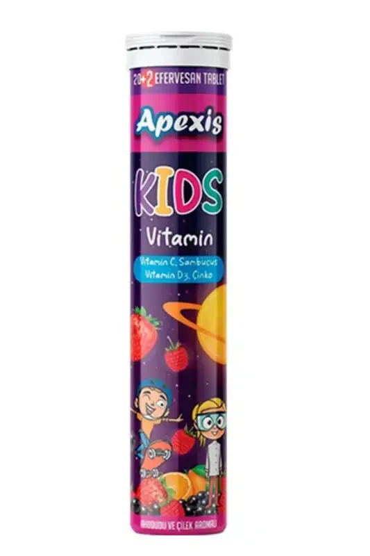 Kids Vitamin Raspberry and Strawberry Flavored 22 Effervescent Tablets - 1