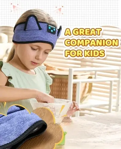 KIDSBAND bolalar uchun naushniklar, sozlanishi bosh tasmasi bilan bolalar uchun Bluetooth naushniklar, maktab uchun 3,5 MM uyasi, qizlar, o'g'il bolalar, bolalar, Kindle planshet mobil telefonlari samolyotda sayohat uchun katlanadigan quloqchinlar - 4