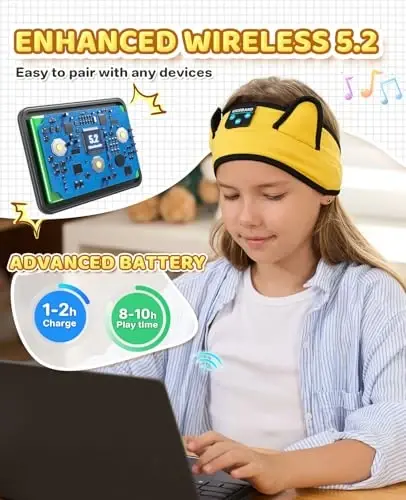 KIDSBAND Çocuk Kulaklıkları, Çocuklar için Kablolu Oynatma 3,5 MM Jaklı Bluetooth Kafa Bandı Okul, Seyahat - 3