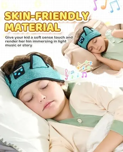 KIDSBAND Kids Headphones for Plane, Wireless Headband Adjustable, Does Not Press The Ears, Convenient for Long-Time Use, Headphones for Boys,Girls,Sleeping,School,Air Travel,Smartphones,Tablet - 2