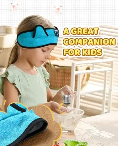 KIDSBAND Kids Eshitish vositasi, Chaqaloq/Gӯdak Bluetooth bosh tasmasi, Bolalar uchun simsiz uyqu eshitish vositasi, o‘smirlar/o‘g‘il bolalar/qizlar/maktab/Kindle/Samolyotda sayohat/Planshet uchun simli ijro etish 3,5 mm Jek - 4