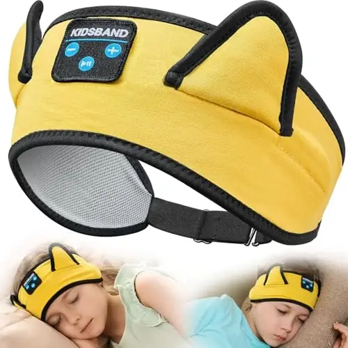 KIDSBAND Kids Headphones, Bluetooth Headband for Kids with Wired Playback 3.5 MM Jack for School, Travel 