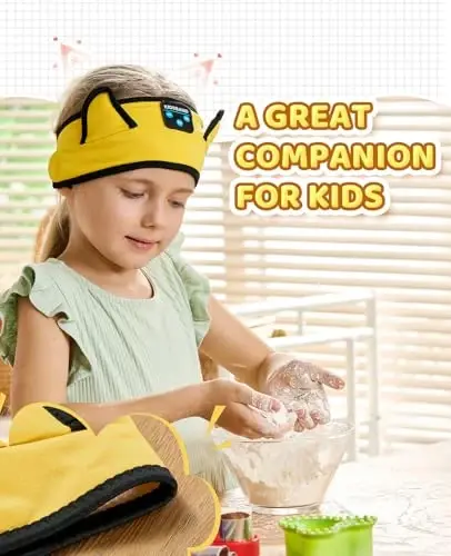 KIDSBAND Kids Headphones, Bluetooth Headband for Kids with Wired Playback 3.5 MM Jack for School, Travel - 4