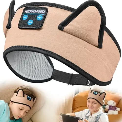 KIDSBAND Kids Headphones, Over On The Ear Toddler/Baby Headband Headphones - Volume Limited with Thin Speakers & Soft Headband No Pressure On Ears, for Learning/Plane/Travel/Tablet/Computer/Sleep - 1