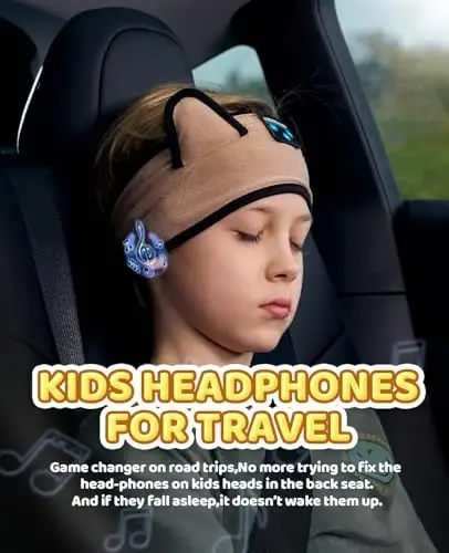 KIDSBAND Kids Headphones, Over On The Ear Toddler/Baby Headband Headphones - Volume Limited with Thin Speakers & Soft Headband No Pressure On Ears, for Learning/Plane/Travel/Tablet/Computer/Sleep - 6