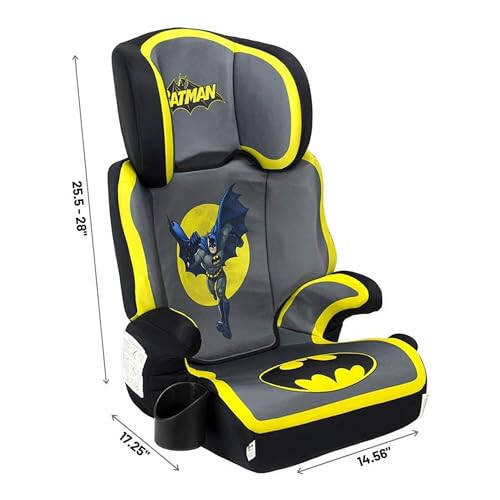 KidsEmbrace High Back Booster Car Seat, DC Comics Batman Black, Grey, Yellow - 2