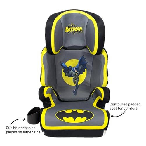 KidsEmbrace High Back Booster Car Seat, DC Comics Batman Black, Grey, Yellow - 4