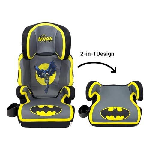 KidsEmbrace High Back Booster Car Seat, DC Comics Batman Black, Grey, Yellow - 5