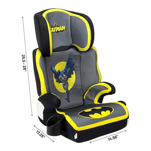 KidsEmbrace Yuqori Orqa Booster Avtomobil O'rindig'i, DC Comics Batman Qora, Kulrang, Sari - 2