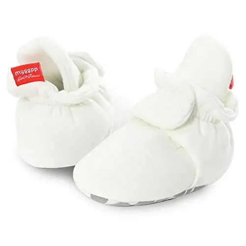 KIDSUN Infant Baby Boy Girl Cozy Fleece Bootie Newborn Stay On Slipper Winter Warm Gripper Non-Slip Crib Shoes - 5