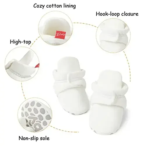 KIDSUN Infant Baby Boy Girl Cozy Fleece Bootie Newborn Stay On Slipper Winter Warm Gripper Non-Slip Crib Shoes - 3