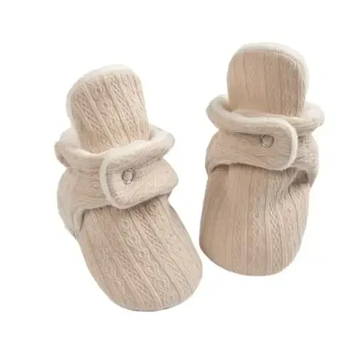 KIDSUN Infant Baby Boy Girl Cozy Fleece Bootie Newborn Stay On Slipper Winter Warm Gripper Non-Slip Crib Shoes - 1