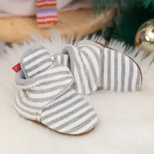 KIDSUN Infant Baby Boy Girl Cozy Fleece Bootie Newborn Stay On Slipper Winter Warm Gripper Non-Slip Crib Shoes - 2