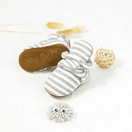 KIDSUN Infant Baby Boy Girl Cozy Fleece Bootie Newborn Stay On Slipper Winter Warm Gripper Non-Slip Crib Shoes - 5