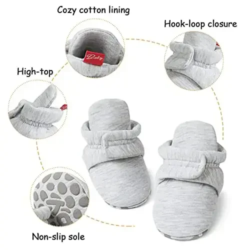 KIDSUN Infant Baby Boy Girl Cozy Fleece Bootie Newborn Stay On Slipper Winter Warm Gripper Non-Slip Crib Shoes - 3