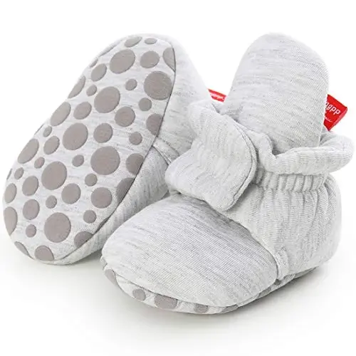 KIDSUN Infant Baby Boy Girl Cozy Fleece Bootie Newborn Stay On Slipper Winter Warm Gripper Non-Slip Crib Shoes - 1