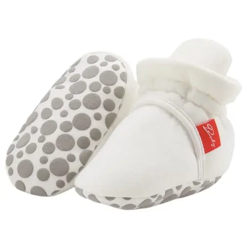 KIDSUN Infant Baby Boy Girl Cozy Fleece Bootie Newborn Stay On Slipper Winter Warm Gripper Non-Slip Crib Shoes - 1