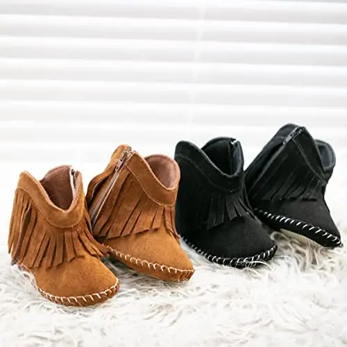KIDSUN Infant Baby Boy Girl Cozy Fleece Bootie Newborn Stay On Slipper Winter Warm Gripper Non-Slip Crib Shoes - KIDSUN (1)