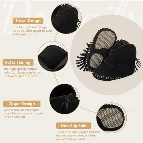 KIDSUN Infant Baby Boy Girl Cozy Fleece Bootie Newborn Stay On Slipper Winter Warm Gripper Non-Slip Crib Shoes - 3