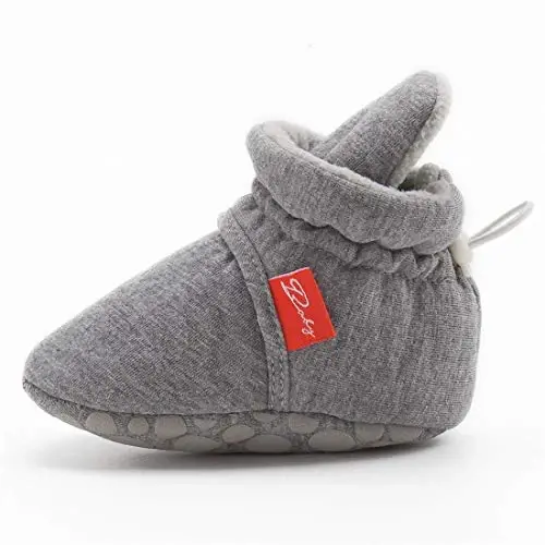 KIDSUN Infant Baby Boy Girl Cozy Fleece Bootie Newborn Stay On Slipper Winter Warm Gripper Non-Slip Crib Shoes - 5