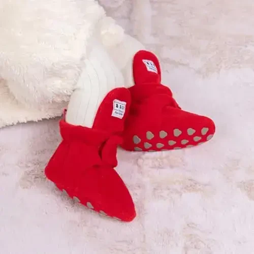 KIDSUN Infant Baby Boy Girl Cozy Fleece Bootie Newborn Stay On Slipper Winter Warm Gripper Non-Slip Crib Shoes - MODAZONE (1)