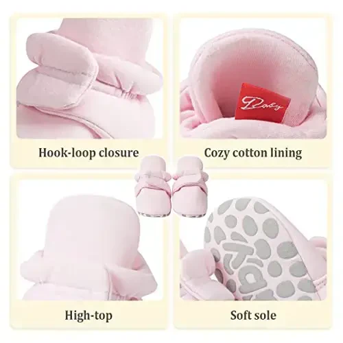 KIDSUN Infant Baby Boy Girl Cozy Fleece Bootie Newborn Stay On Slipper Winter Warm Gripper Non-Slip Crib Shoes - 3