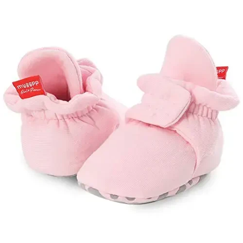 KIDSUN Infant Baby Boy Girl Cozy Fleece Bootie Newborn Stay On Slipper Winter Warm Gripper Non-Slip Crib Shoes - 5