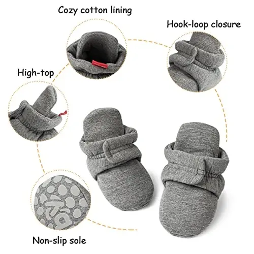 KIDSUN Infant Baby Boy Girl Cozy Fleece Bootie Newborn Stay On Slipper Winter Warm Gripper Non-Slip Crib Shoes - 3